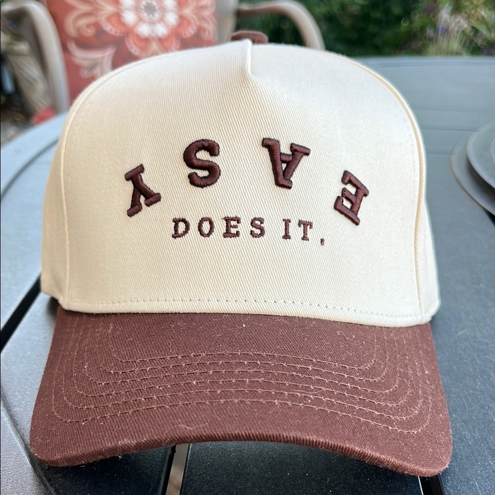 Beige and Brown 'Easy Does It' Cap